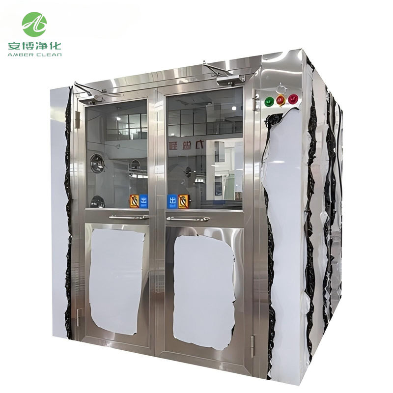 AMBER Stainless Steel Person Air Shower G4 And H13 Dual Filtration Systems