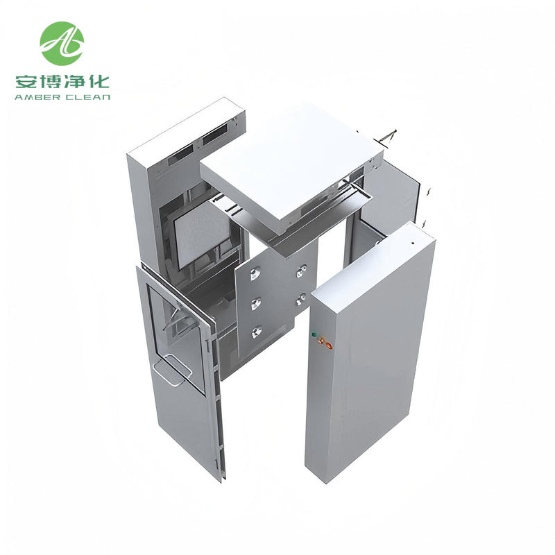 AMBER Stainless Steel Person Air Shower G4 And H13 Dual Filtration Systems